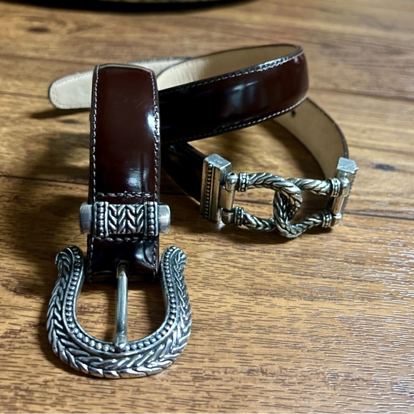 Brighton • 1996 • Medium • Brown Leather • Silver Metal Chain • Western • Belt - Picture 3 of 16